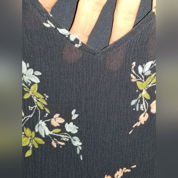 TIERED SILK DRESS NAVY JARDIN FLORAL Size 14 - Picture 3 of 9